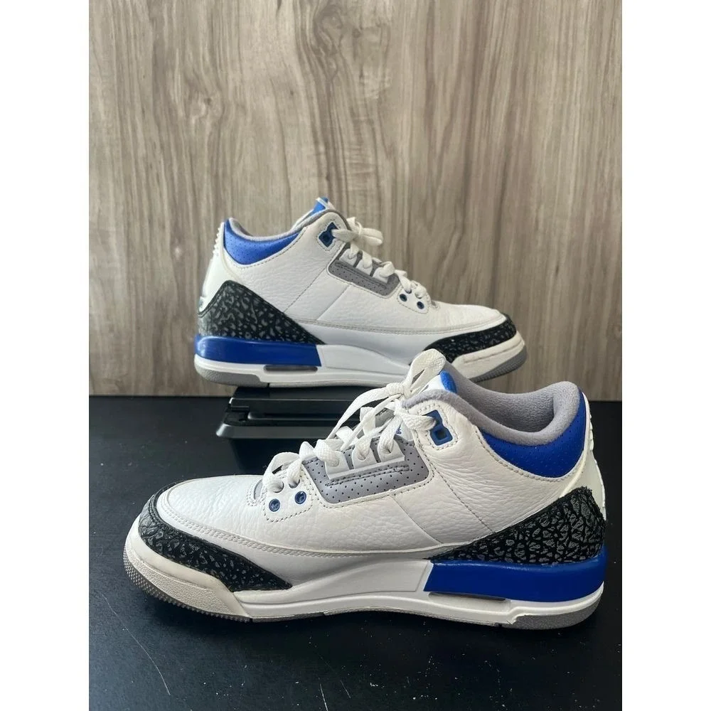 Nike Air Jordan 3 Retro GS Racer Blue 2021 Size 6Y 398614-145 White Black